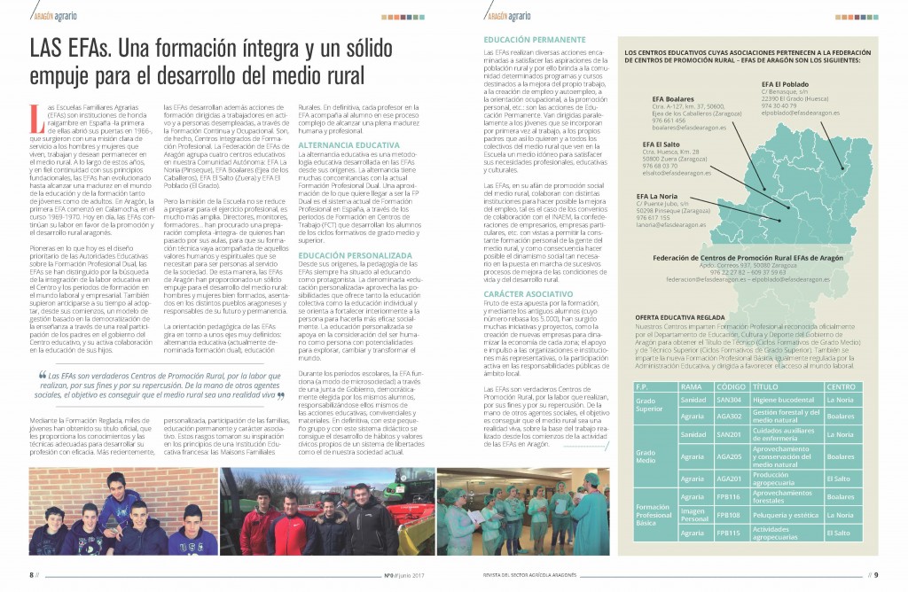 las efas en Aragón agrario